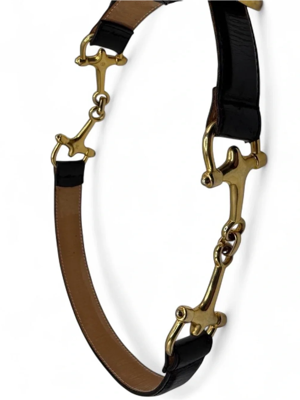 Horsebit Black faux leather belt